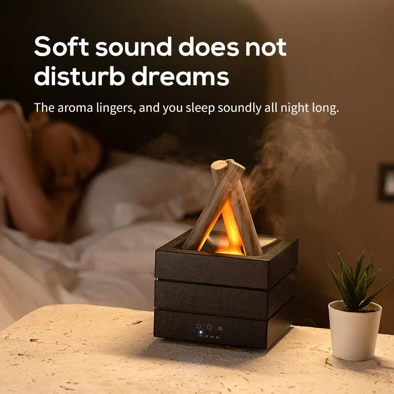 280Ml Flame Aroma Diffuser USB Air Humidifier Colorful Atmosphere Light and Remote Control Bonfire Essential Oil Aroma Diffuser